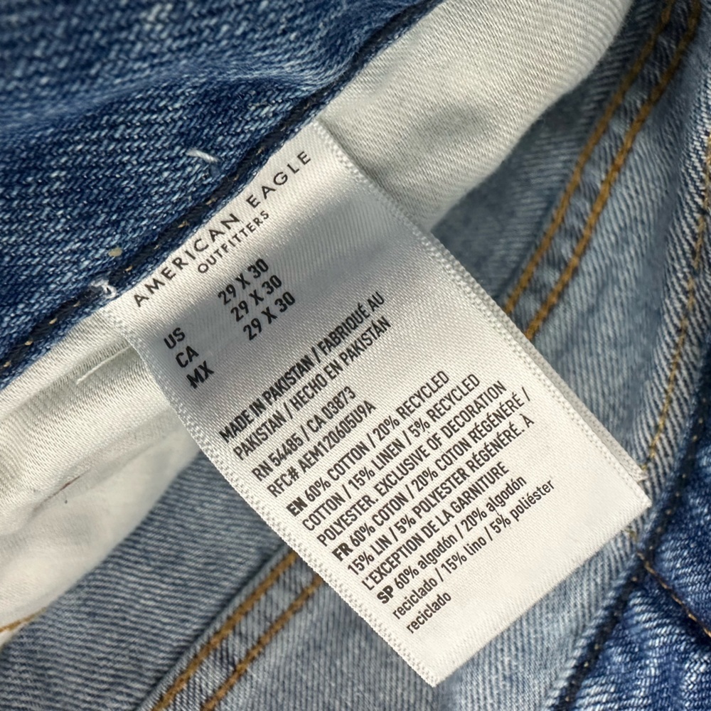 American Eagle Jeans Mens 29x30 Athletic Fit Denim Blue Jeans Cotton Linen blend - Picture 8 of 11